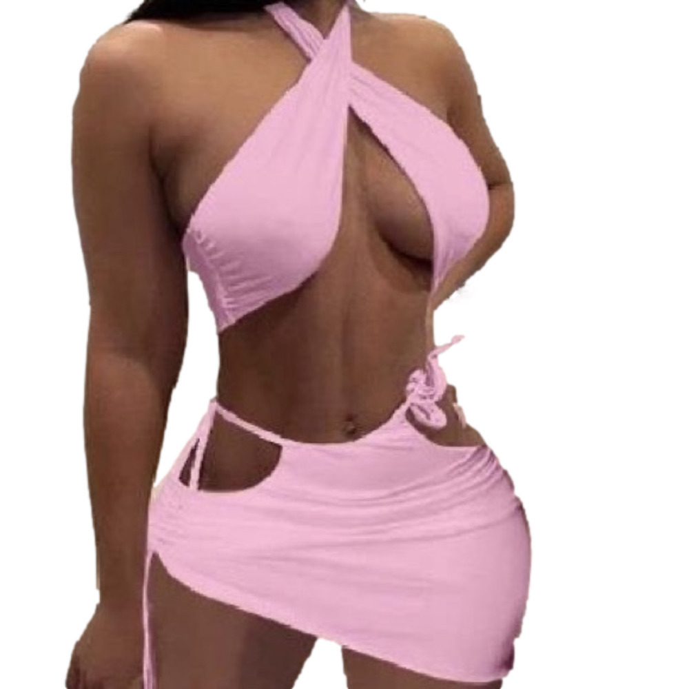 𝅺PINK Wrap Around Skirt Set